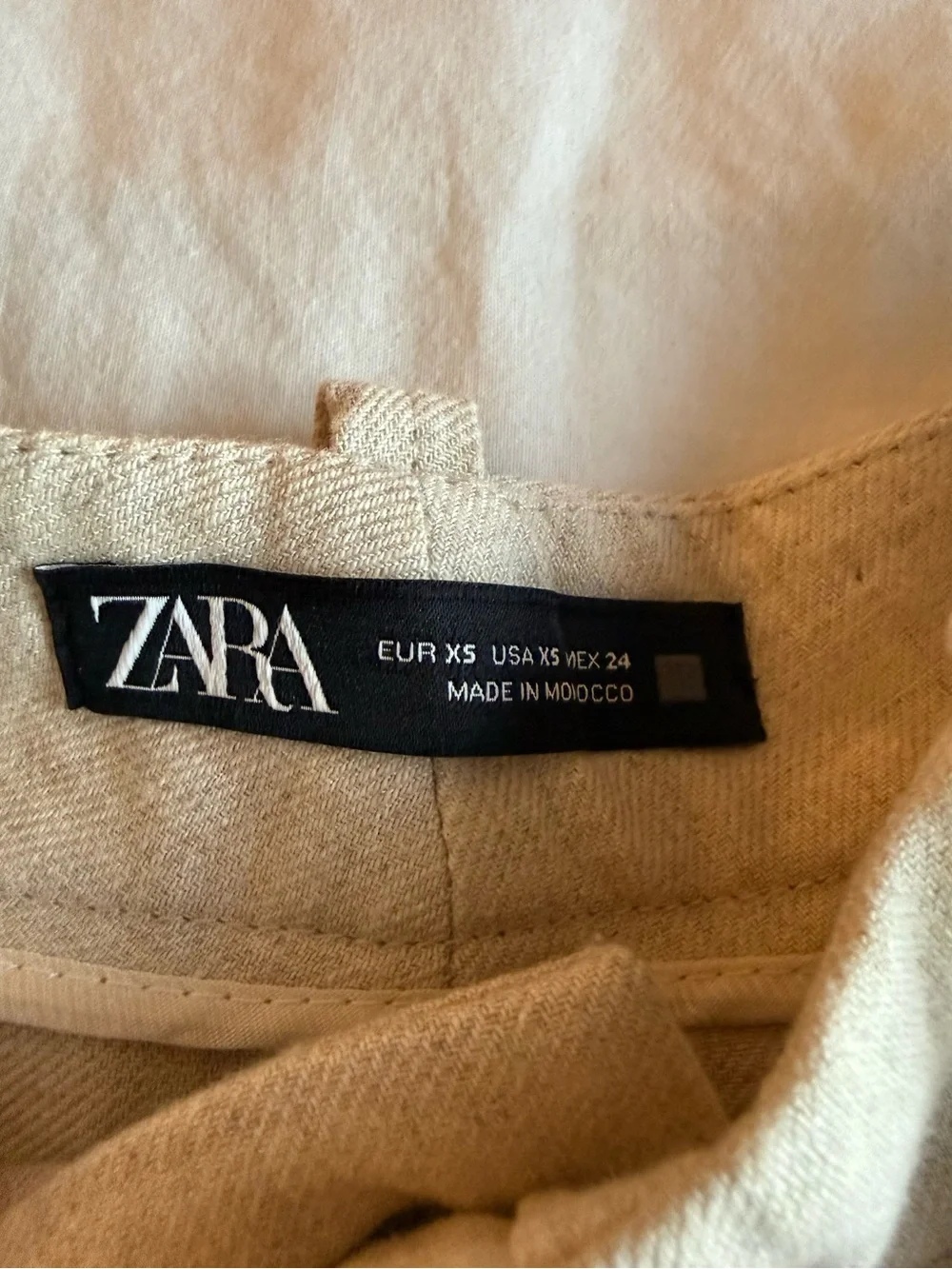 Zara High Waist Tailored Tapered Trousers Linen Blend Quiet Luxury Size XS